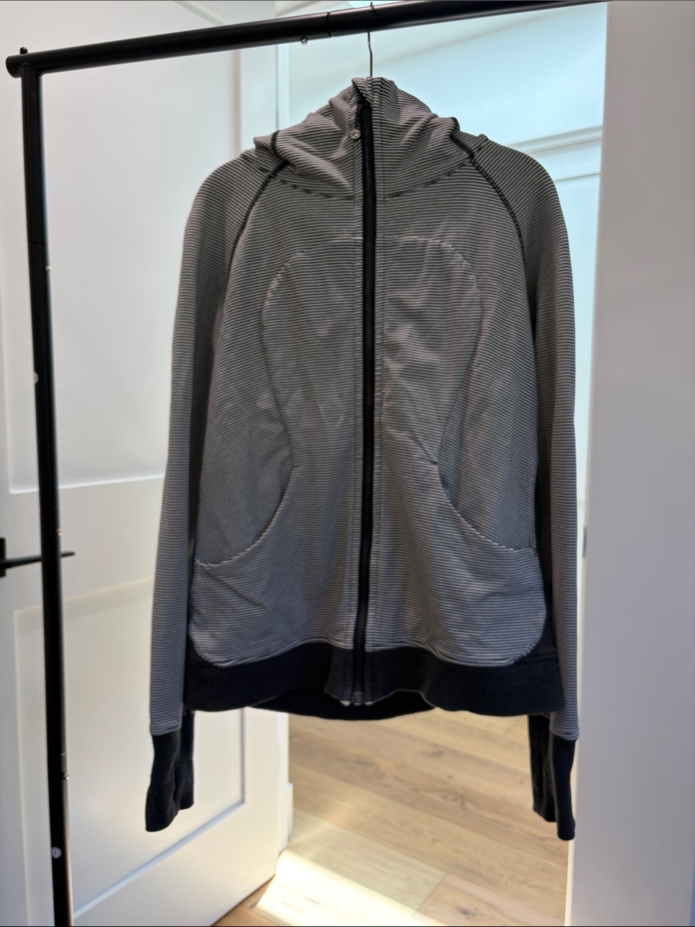 lululemon athletica Charcoal & Gray Striped Lightweight Zip Hoodie